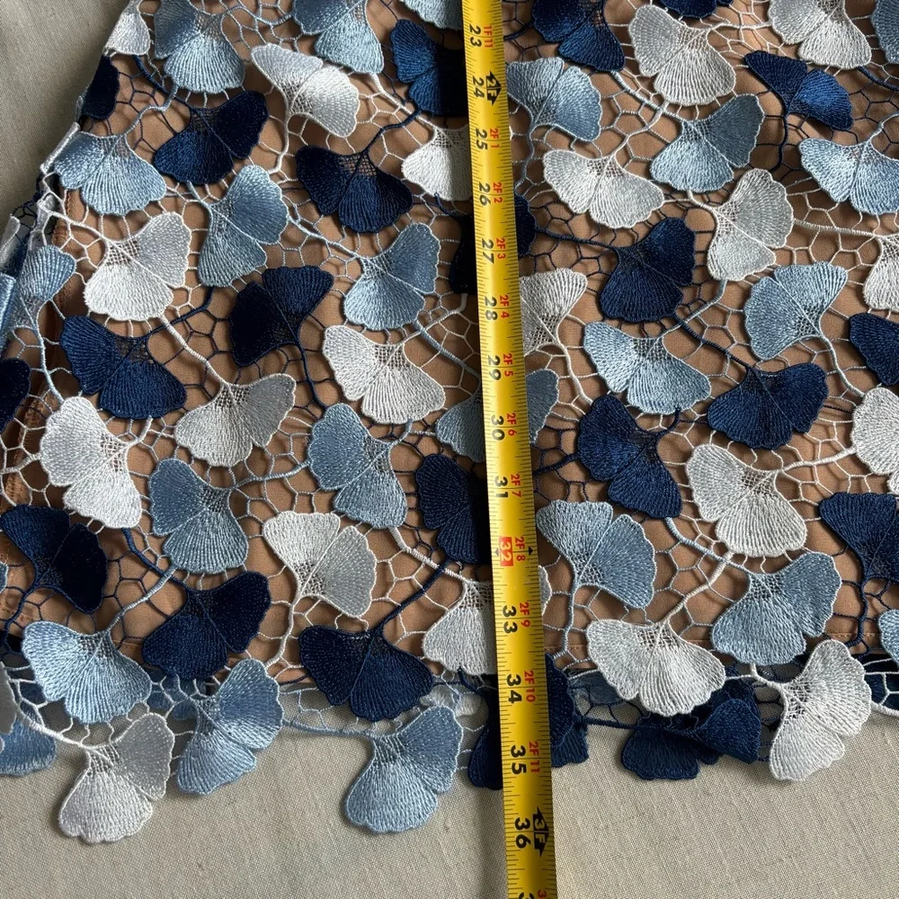 Adelyn Rae Blue Floral Lace Mini Dress XL | Puff Sleeve Cocktail Dress - Picture 8 of 10